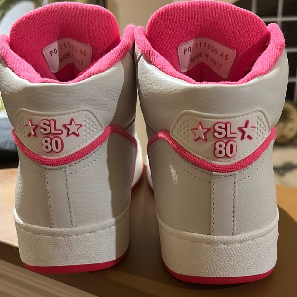 Saint Laurent SL 80 hightop Men’s White and Pink Sneakers - Picture 9 of 17